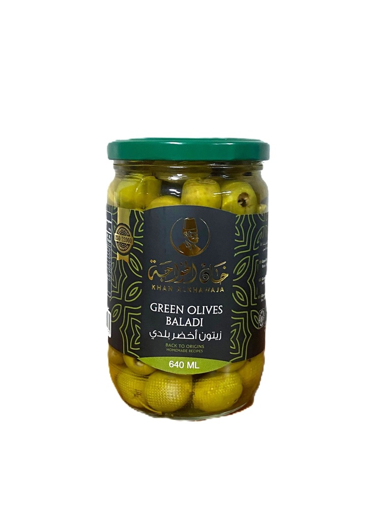 Green olives 640ml - Khan AL khawaja  زيتون اخضر 