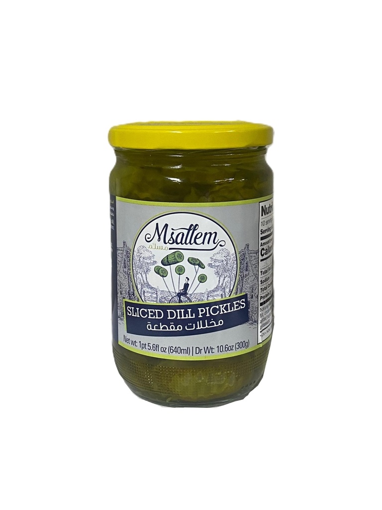Sliced Dill pickles Jar 640g - Msallem  مخللات مقطعة