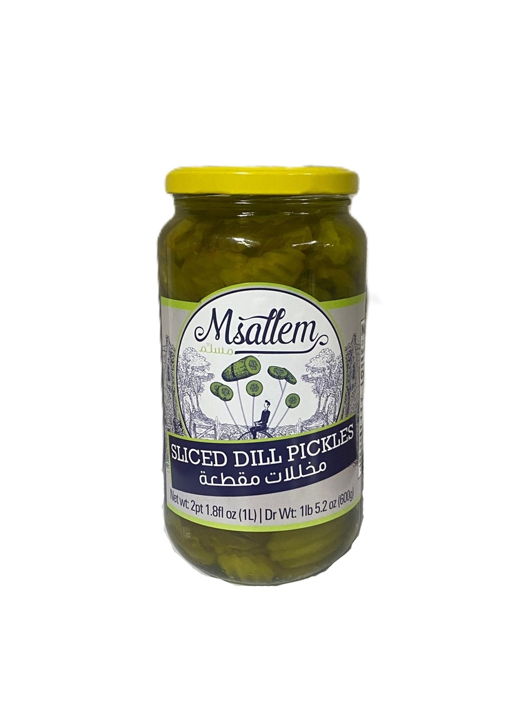 Sliced Dill pickles Jar 1000g - Msallem  مخللات مقطعة