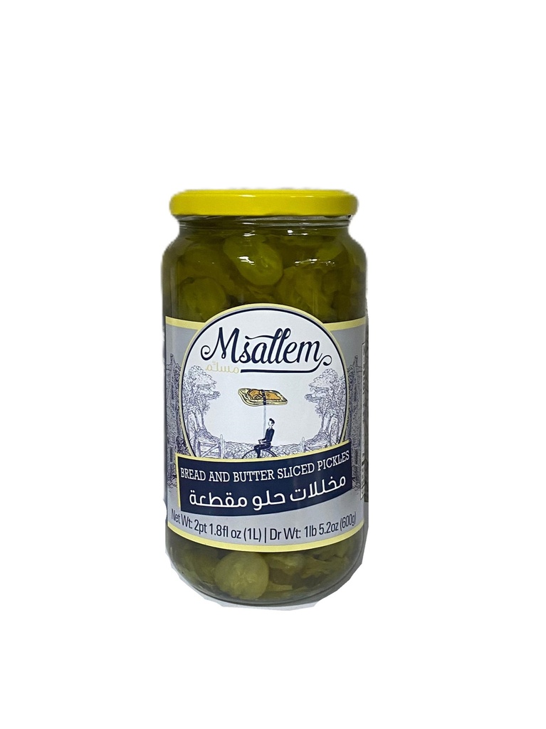  Sliced Pickles jar 1000g - Msallem ( Bread & Butter) - مخللات حلو مقطعة