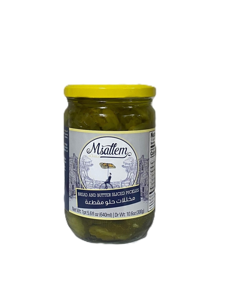 Sliced Pickles jar 640g - Msallem ( Bread & Butter) - مخللات حلو مقطعة