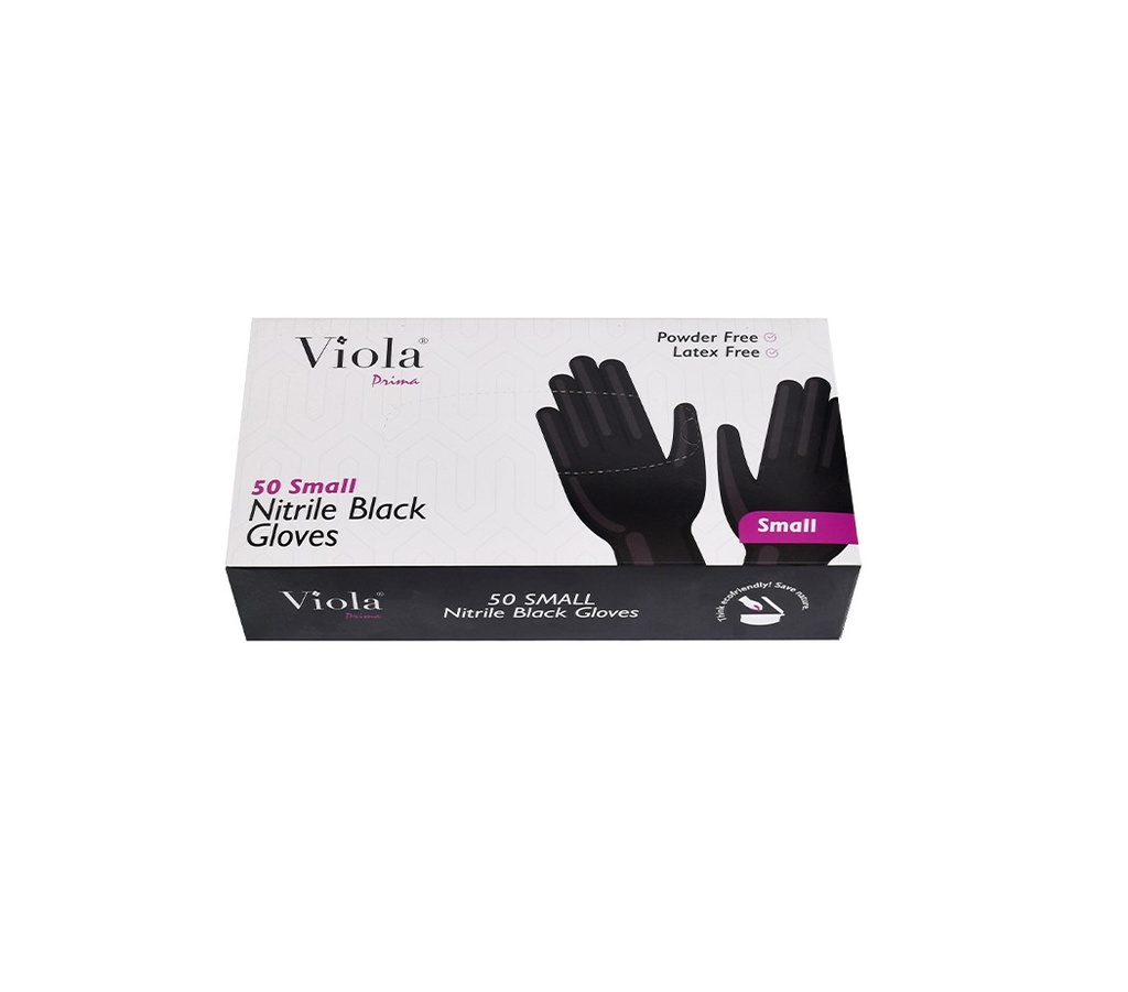 Viola Gloves (Pack of 6) (Black, Small, Nitrile) كفوف مطبخ أسود صغير 