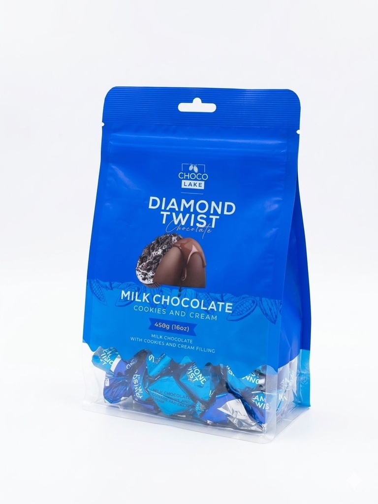 Diamond Twist Milk Chocolate  Cookies & Cream 450g -  دايموند تويست شوكولاتة بالحليب كوكيز  كريم 