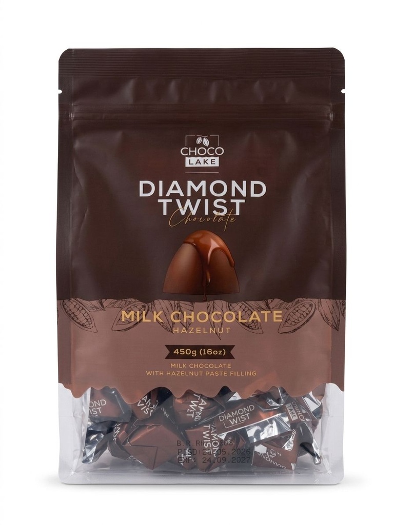 Diamond Twist Milk Chocolate Hazelnut  450g - دايموند تويست شوكولاتة بالحليب والبندق  
