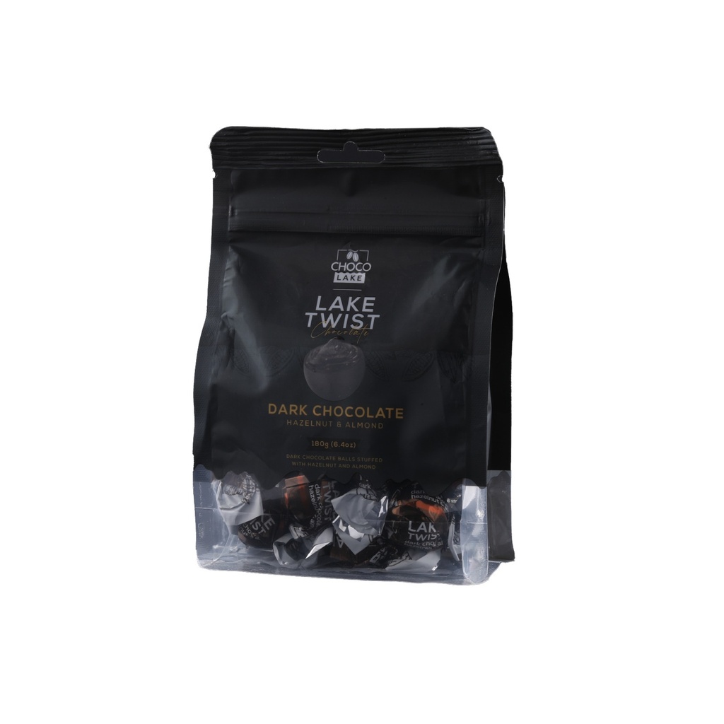 Lake Twist Dark Chocolate Hazelnut and Almonds 180g - ليك تويست شوكولاتة داكنة بالبندق واللوز 