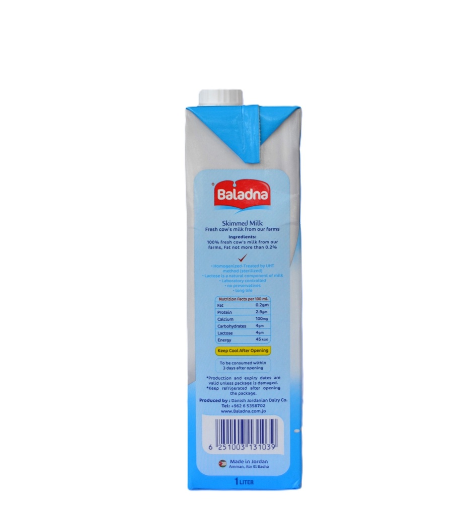 Baladna Skimmed Milk 1L 