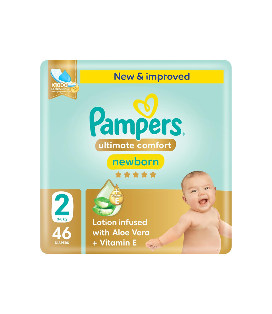 Pampers Newborn Ultimate Comfort No.2  3-8Kg 46's - بامبرز ألتيميت كومفورت مقاس ٢