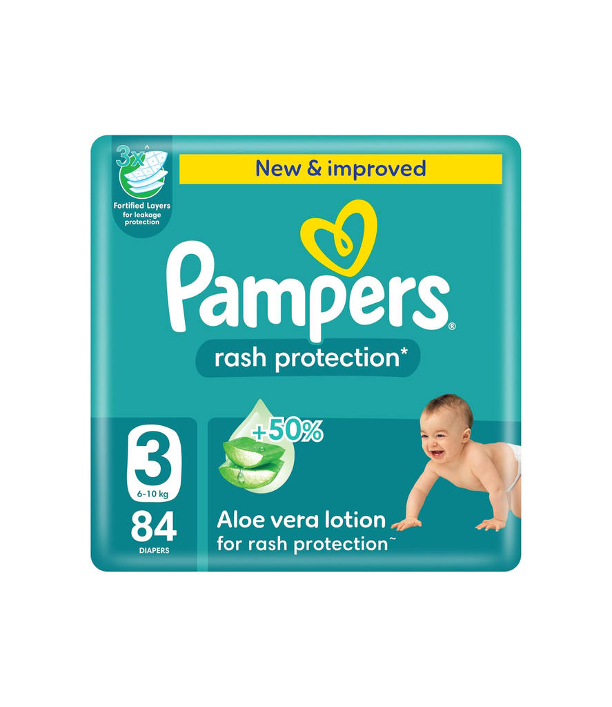 Pampers Rash Protection No.3 6- 10Kg  84's - بامبرز للحماية من الطفح الجلدي، مقاس ٣