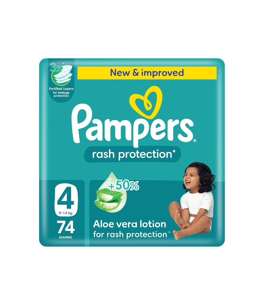Pampers Rash Protection No.4  9-14Kg 74's - بامبرز للحماية من الطفح الجلدي، مقاس ٤