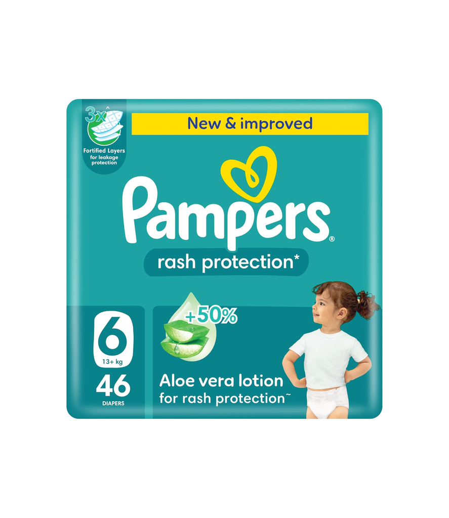 Pampers Rash Protection No.6 13Kg+ 46's -  بامبرز للحماية من الطفح الجلدي، مقاس ٦