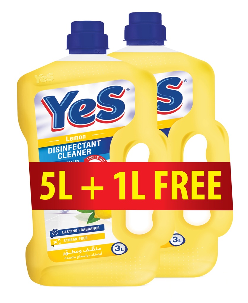 Yes Floor Cleaner Lemon 5L+1L Free 6L - يس منظف ​​أرضيات برائحة الليمون