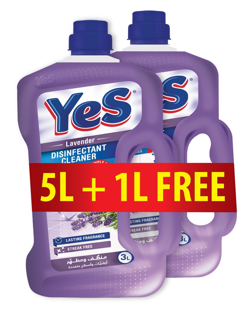 Yes Floor Cleaner Lavender 5L+1L Free 6L - يس منظف ​​أرضيات برائحة اللافندر