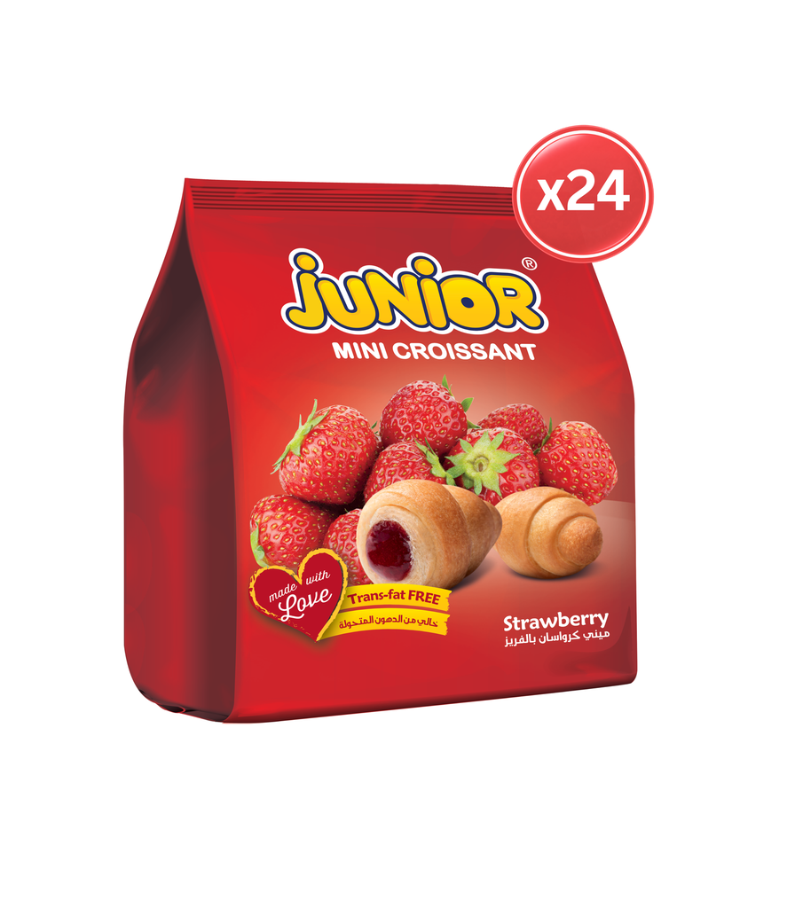 Junior Mini Croissant Strawberry Filled - 24x35g -   كرواسون جونيور ميني محشو بالفراولة
