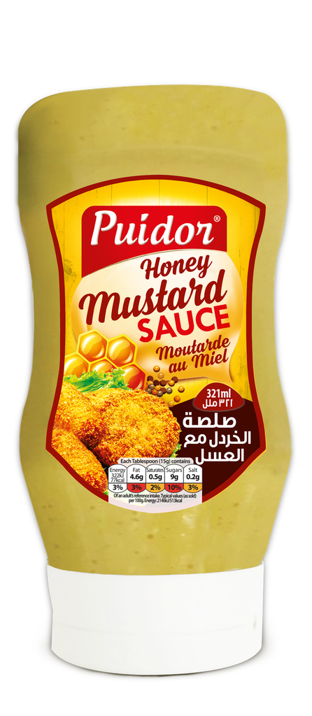 Puidor - Honey Mustard Sauce Squeeze Bottle - 321ml بويودور  صلصة خردل بالعسل