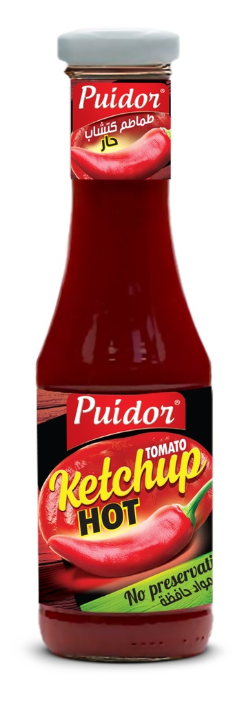 Puidor - Ketchup Hot Glass Bottle  340g - كاتشب حار
