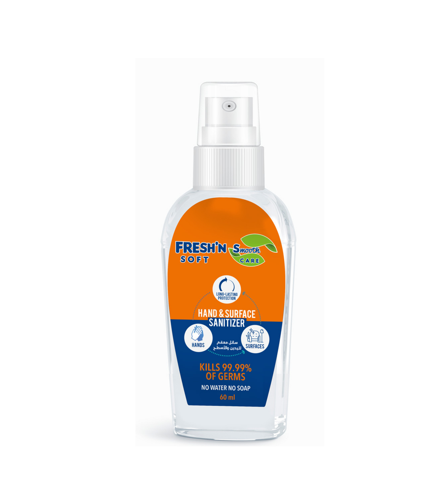 Fresh'N Soft hand sanitizer spray unscented 60ml-معقم لليدين بخاخ بدون عطر