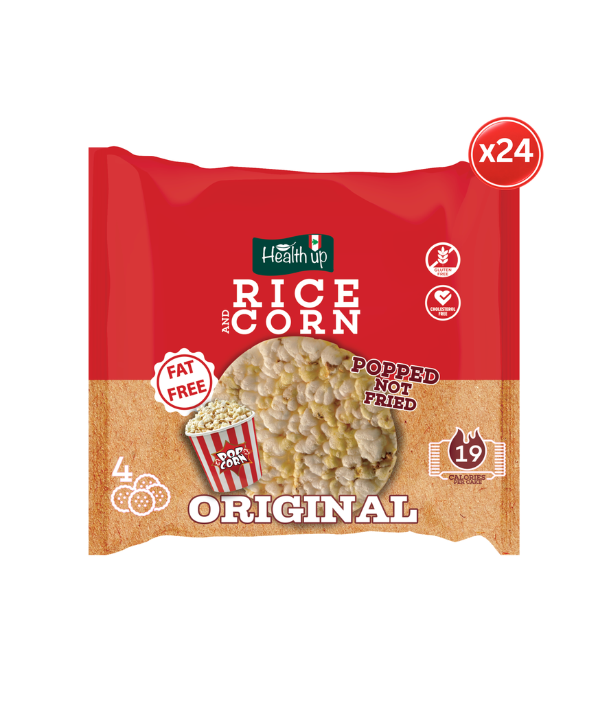 Health Up Rice&Corn cake Original PopCorn 24g-كعك الأرز والذرة بالبوشار