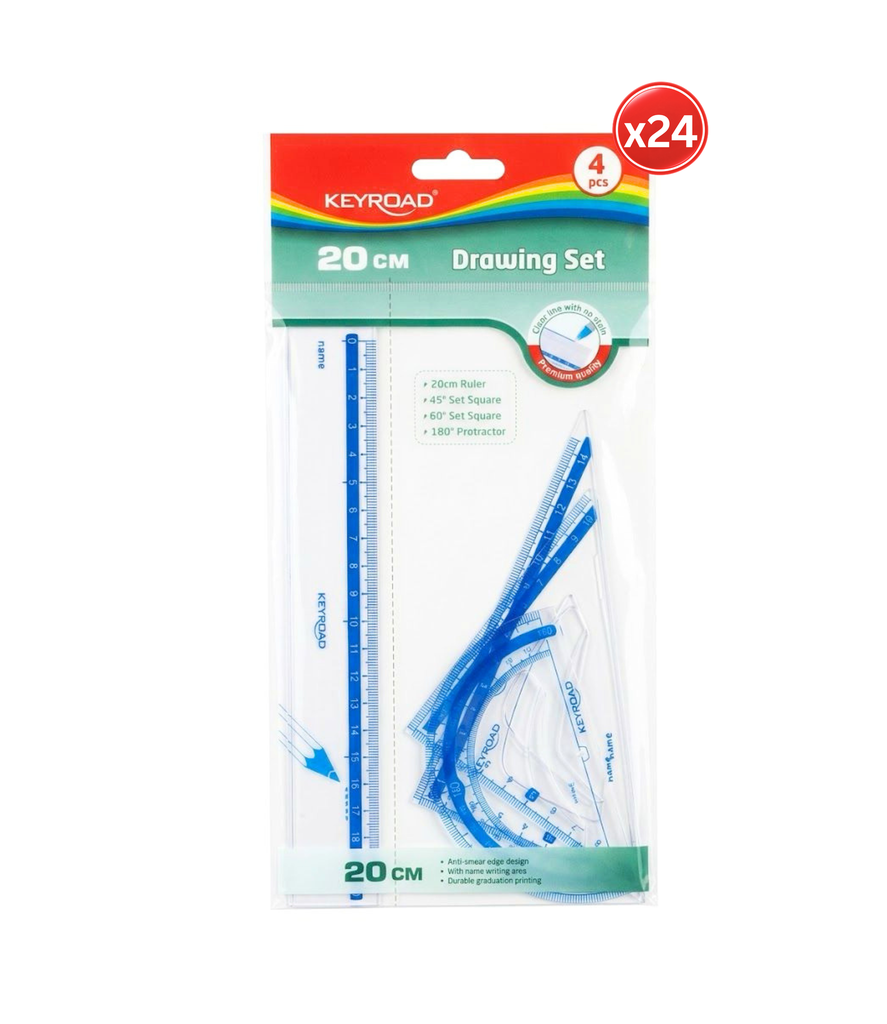 Keyroad Geometric Drawing Set 4pcs 20cm - طقم هندسي