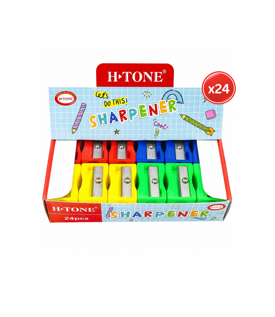 H-Tone Sharpener Plastic 24pcs - مبراة بلاستيكية