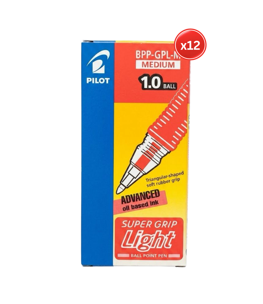 Pilot Ball Point Pen 1.0 ball Red Ink  12pcs - قلم حبر جاف أحمر