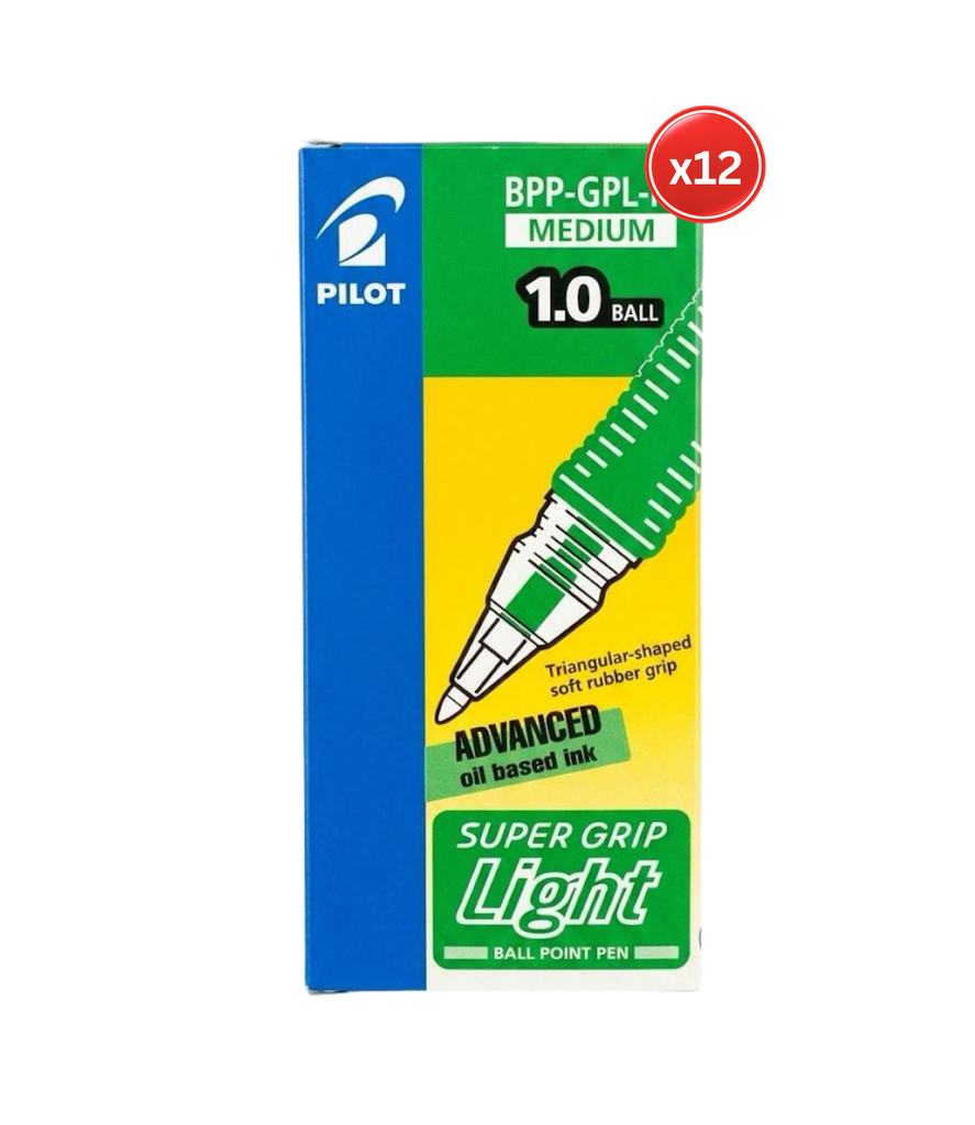 Pilot Ball Point Pen 1.0 ball Green Ink  12pcs - قلم حبر جاف أخضر