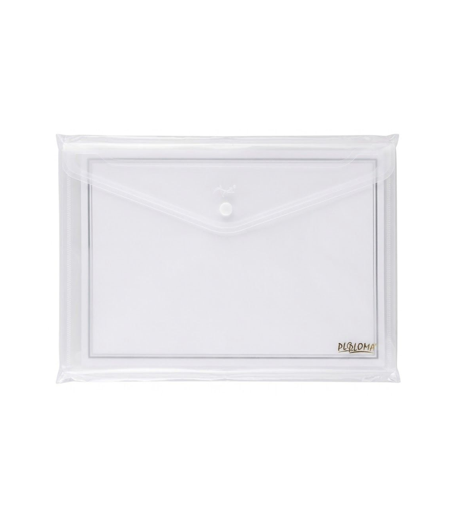 Ploma Document Bag Transparent with white button 12pcs - حافظة مستندات شفافة