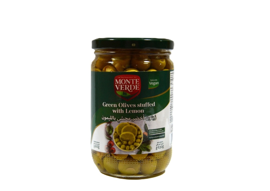 Green Olives - Stuffed Lemon 600g monte verde زيتون - محشي بالليمون - Jar