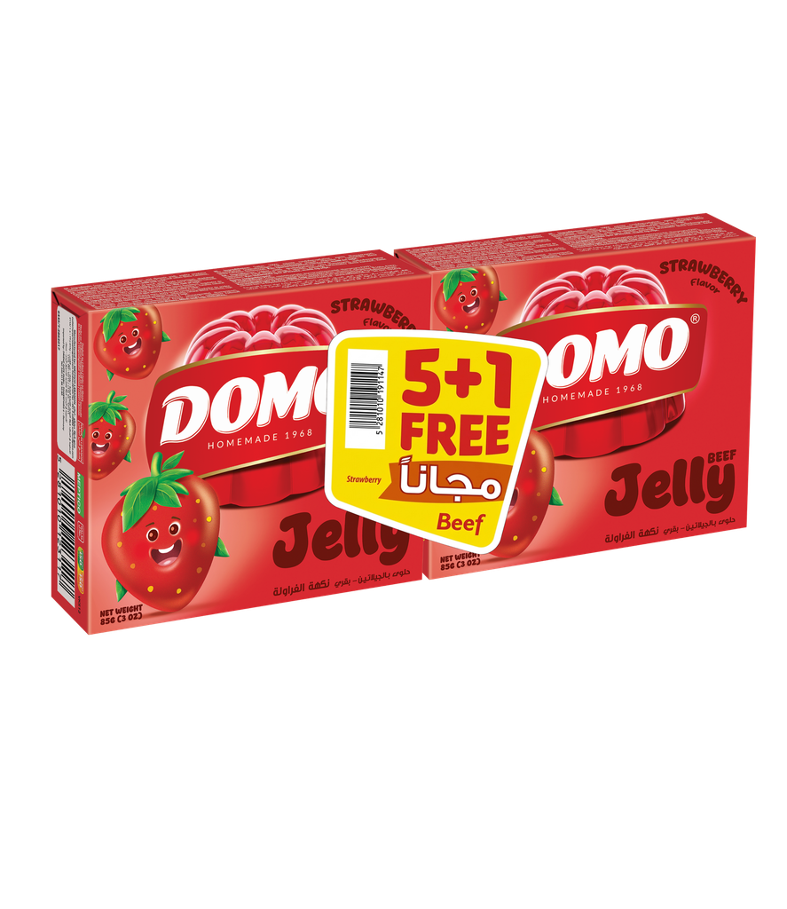 DOMO Jelly Beef Strawberry  5+1 Free Offer-دومو جيلي لحم بنكهة الفراولة 