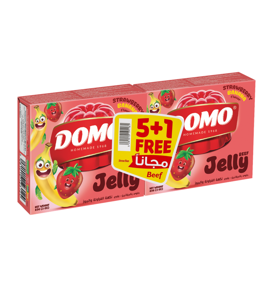 DOMO -  Jelly Beef Strawberry/Banana 5+1 FREE OFFER-دومو – جيلي لحم بنكهة الفريز والموز