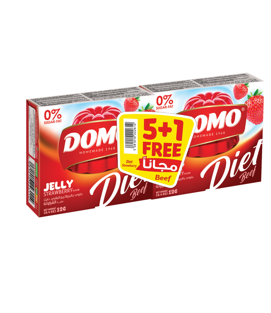 DOMO - Diet Jelly Beef Strawberry 5+1 Free Offer-دومو – جيلي لحم دايت بنكهة الفريز
