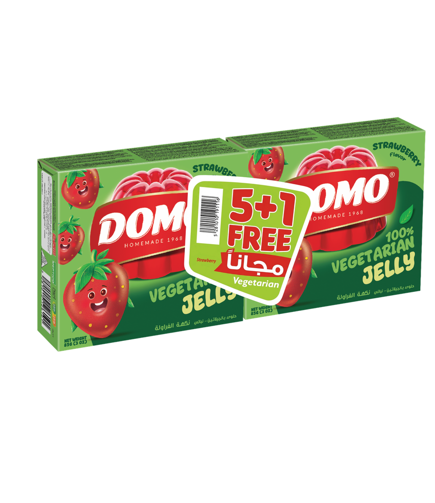 DOMO - Jelly Vegetarian Strawberry 5+1 Free Offer-دومو – جيلي نباتي بنكهة الفريز