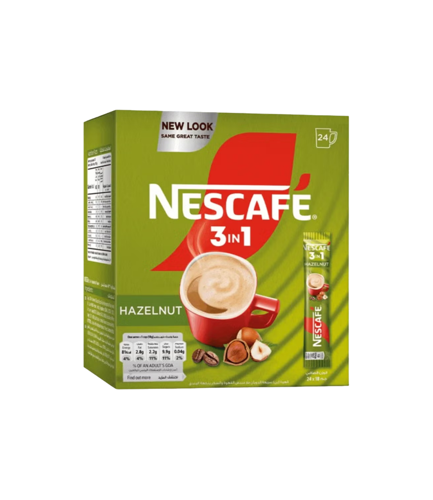 Nescafe 3 in 1 Stick Hazelnut 18g*24 -نسكافيه 3 في 1 بالبندق