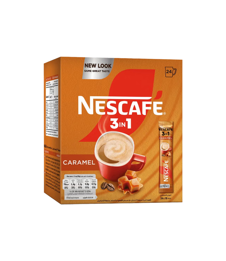 Nescafe 3 in 1 Stick Caramel 18g*24 -نسكافيه 3 في 1 بالكراميل