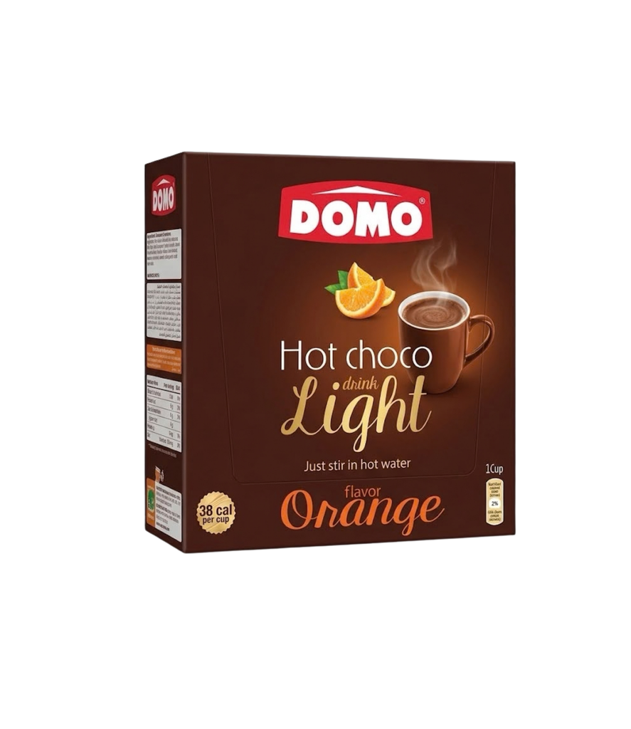 Domo Hot Choco Drink Light Orange Flavor 24x10g -دومو مشروب شوكولاتة ساخنة لايت بنكهة البرتقال