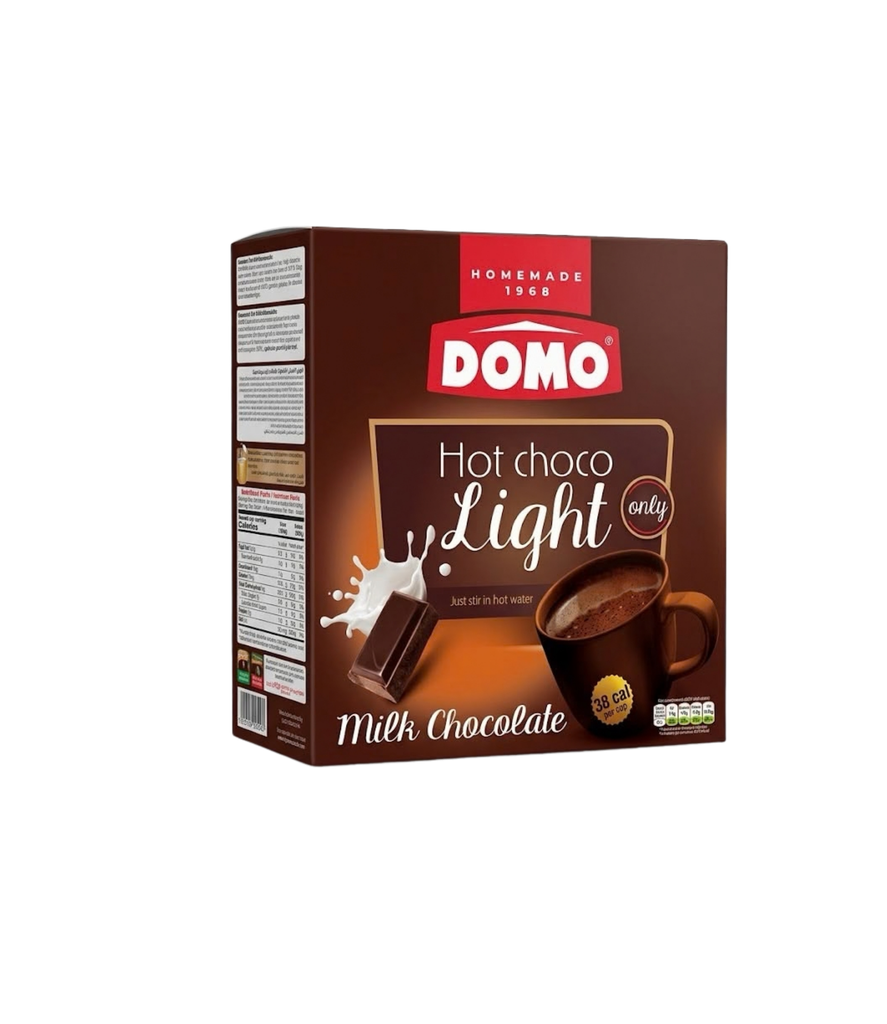 Domo Hot Choco Drink Light Milk Chocolate Flavor 24x10g -  دومو مشروب شوكولاتة ساخنة لايت بنكهة شوكولاتة الحليب