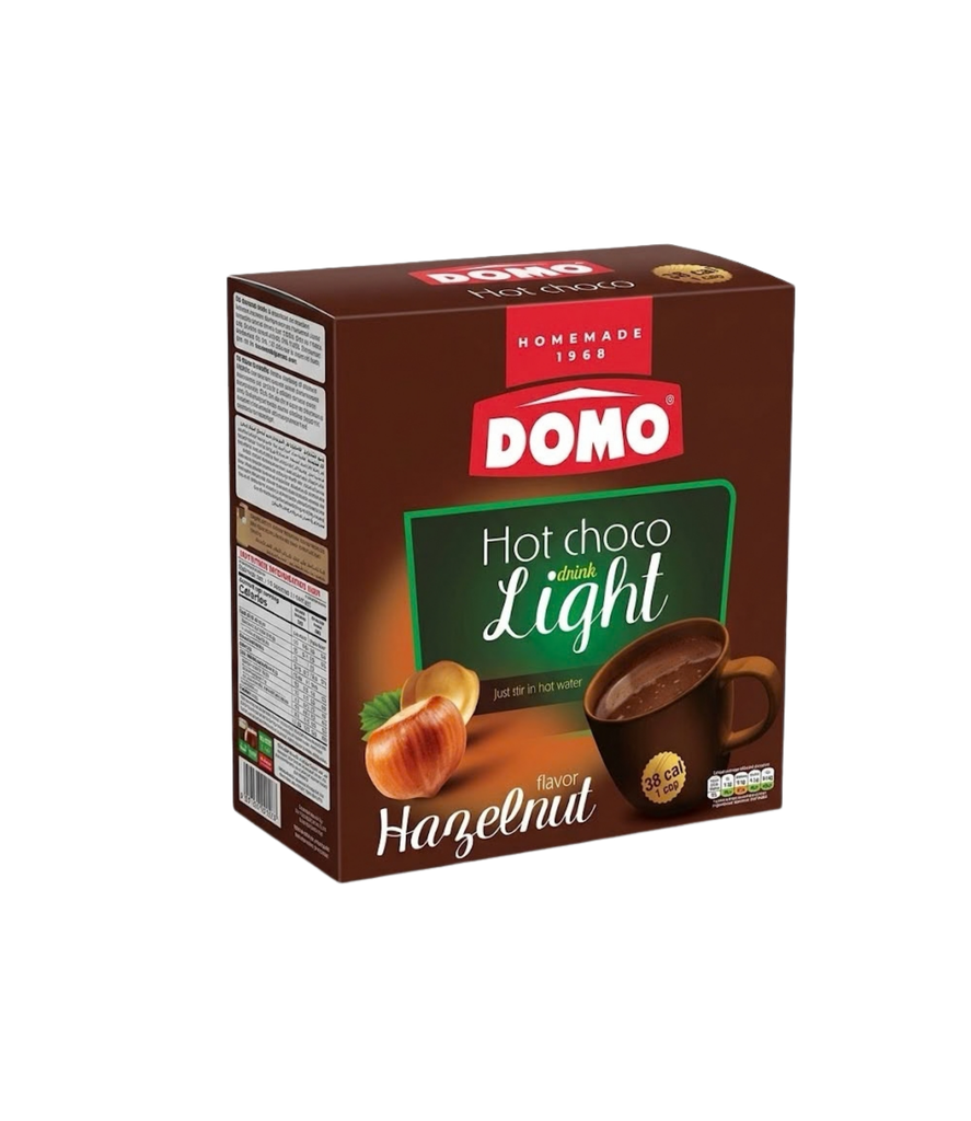 Domo Hot Choco Drink Light Hazelnut Flavor 24x10g -دومو مشروب شوكولاتة ساخنة لايت بنكهة البندق   