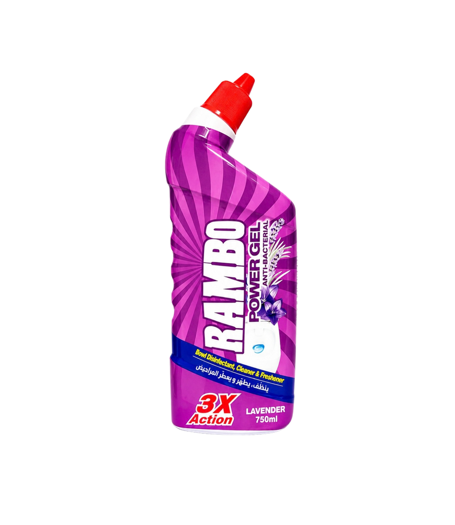 Rambo Power Gel Bowl Disinfectant, Cleaner & Freshener Lavender 750ml - رامبو باور جل - مطهر ومنظف ومعطر للمرحاض برائحة اللافندر