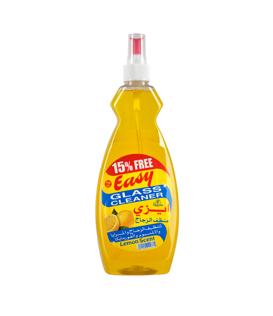 Easy Glass Cleaner Lemon Scent  With Sprayer  750 Ml -   إيزي -منظف الزجاج  برائحة الليمون مع بخاخ.