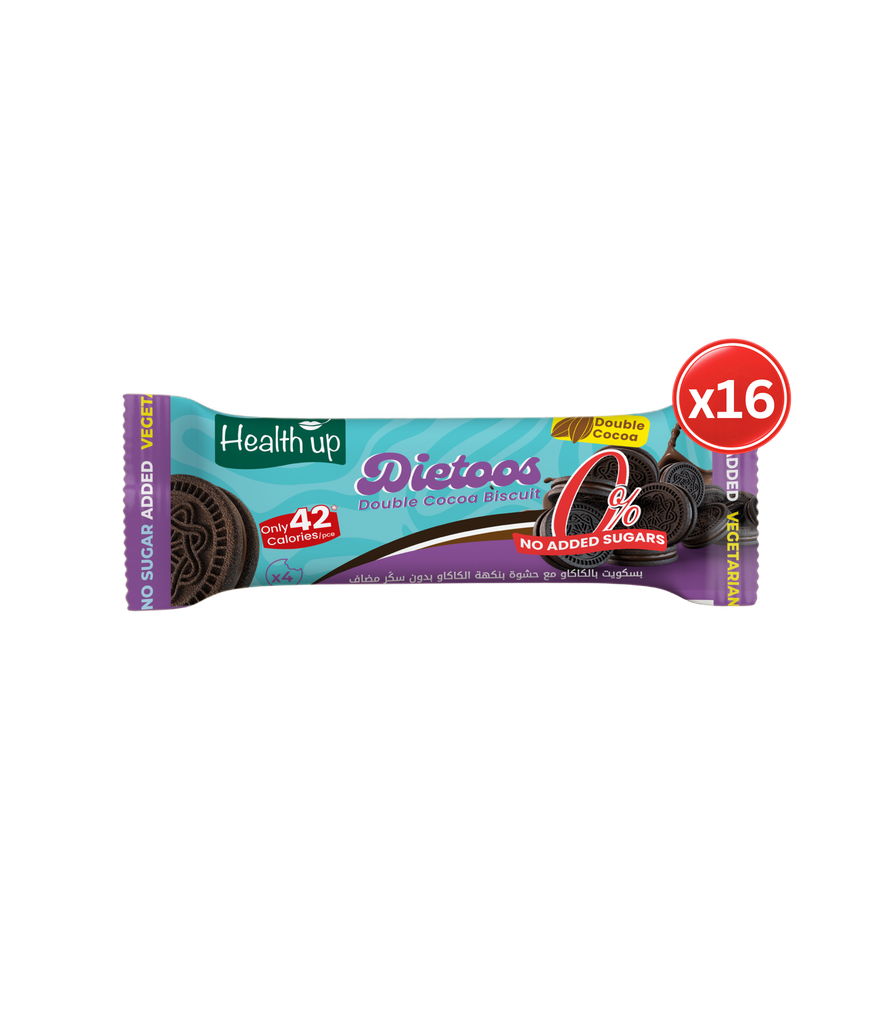 Health UP Dietoos  Double  Cocoa Biscuits 16*44g-هيلث أب ديتوس  بسكويت بالكاكاو المزدوج