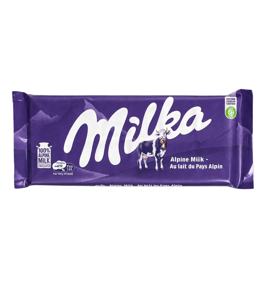 Milka - Chocolate Bar Alpine Milk 98g - شوكولاتة ميلكا بالحليب الألبيني