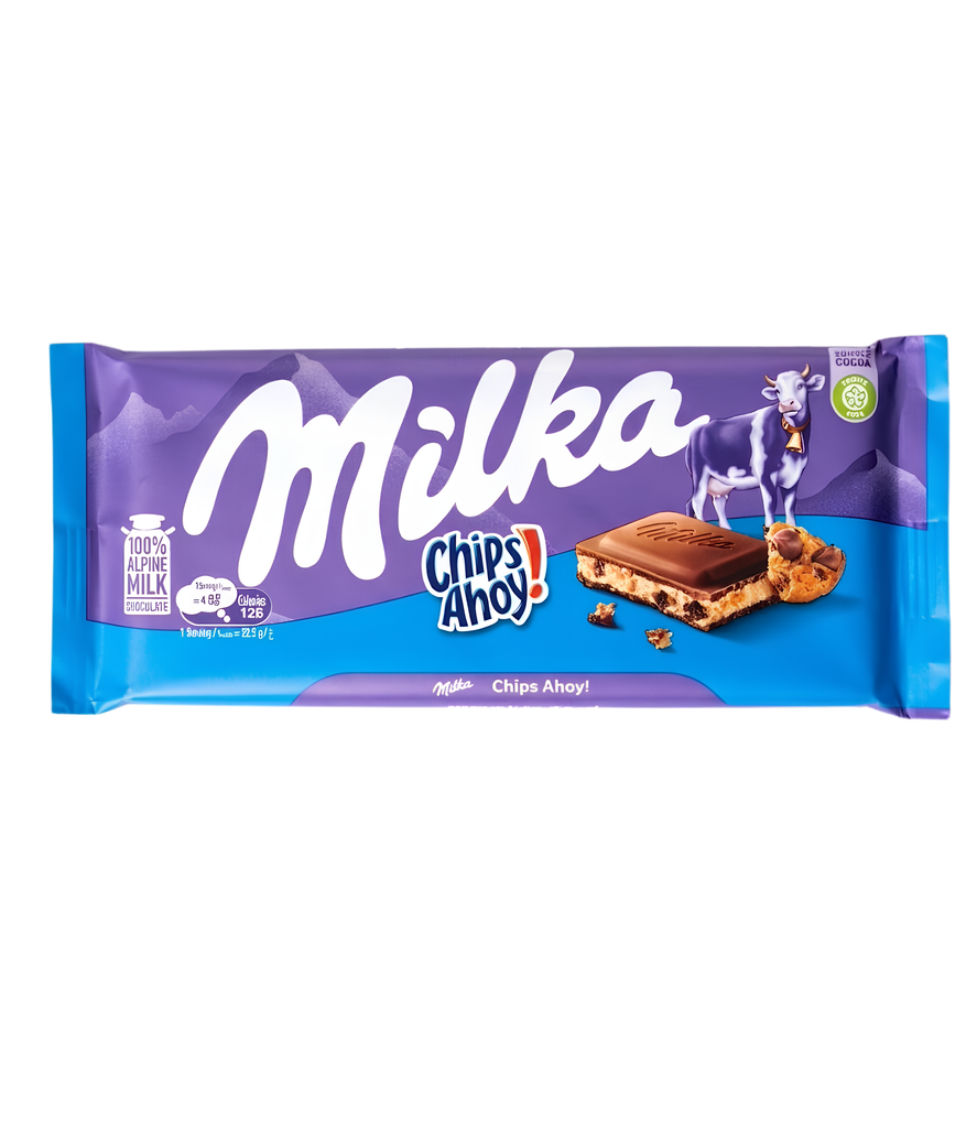 Milka - Chocolate Bar Alpine Milk Chips Ahoy 90g - شوكولاتة ميلكا بالحليب الألبيني تشيبس أهووي