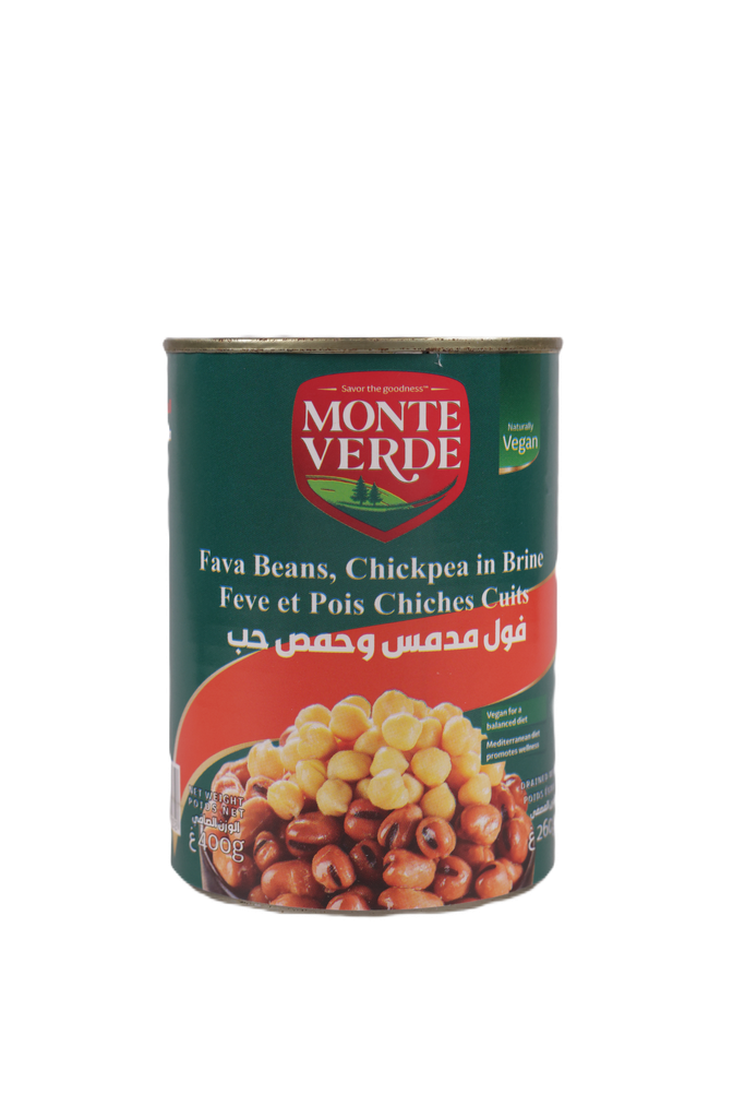 Mixed Beans (Fava Beans + Chickpeas) 400g monte verde -فول مدمس وحمص حب