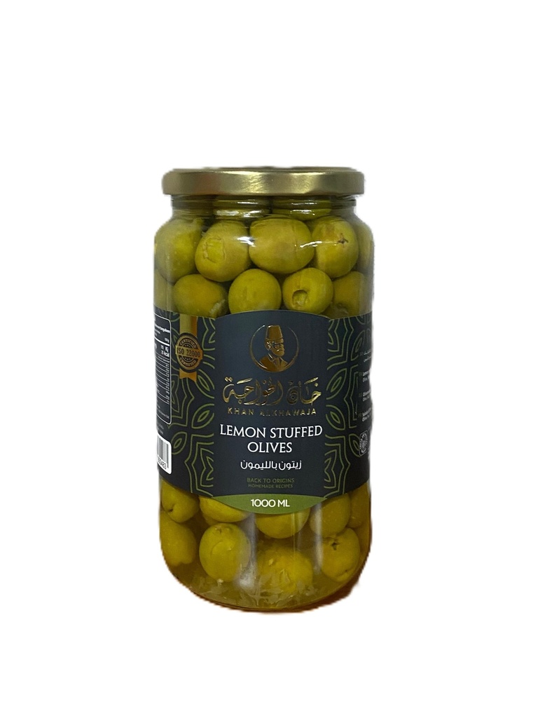 Khan AlKhawaja Lemon Stuffed Olives 1000ml - زيتون بالليمون
