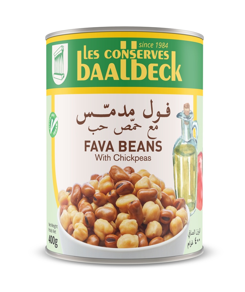 Foul Moudamas & Chickpeas 400g - Baalback-فول مدمس مع حمص حب 