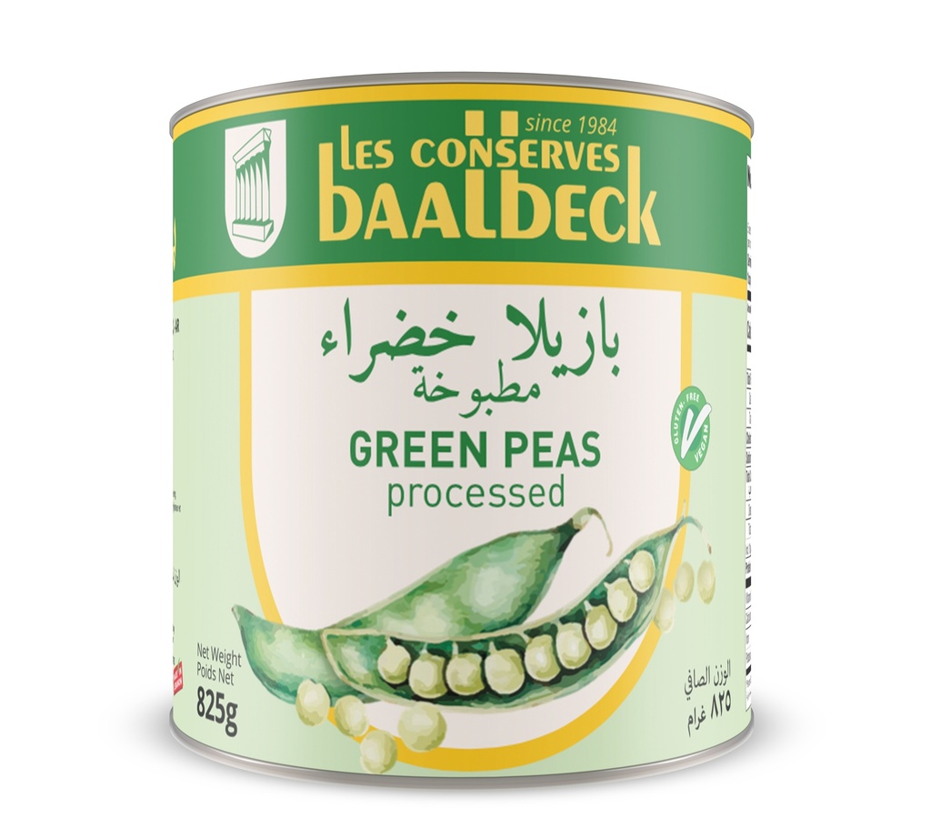 Processed Green peas 825g - Baalback-بازيلا  مطبوخة