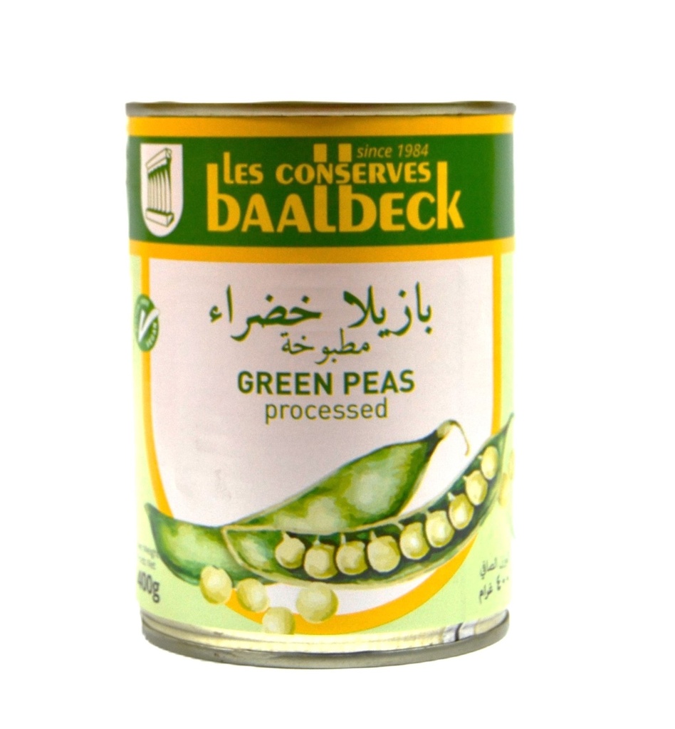 Processed Green Peas 400g - Baalback-بازيلا  مطبوخة