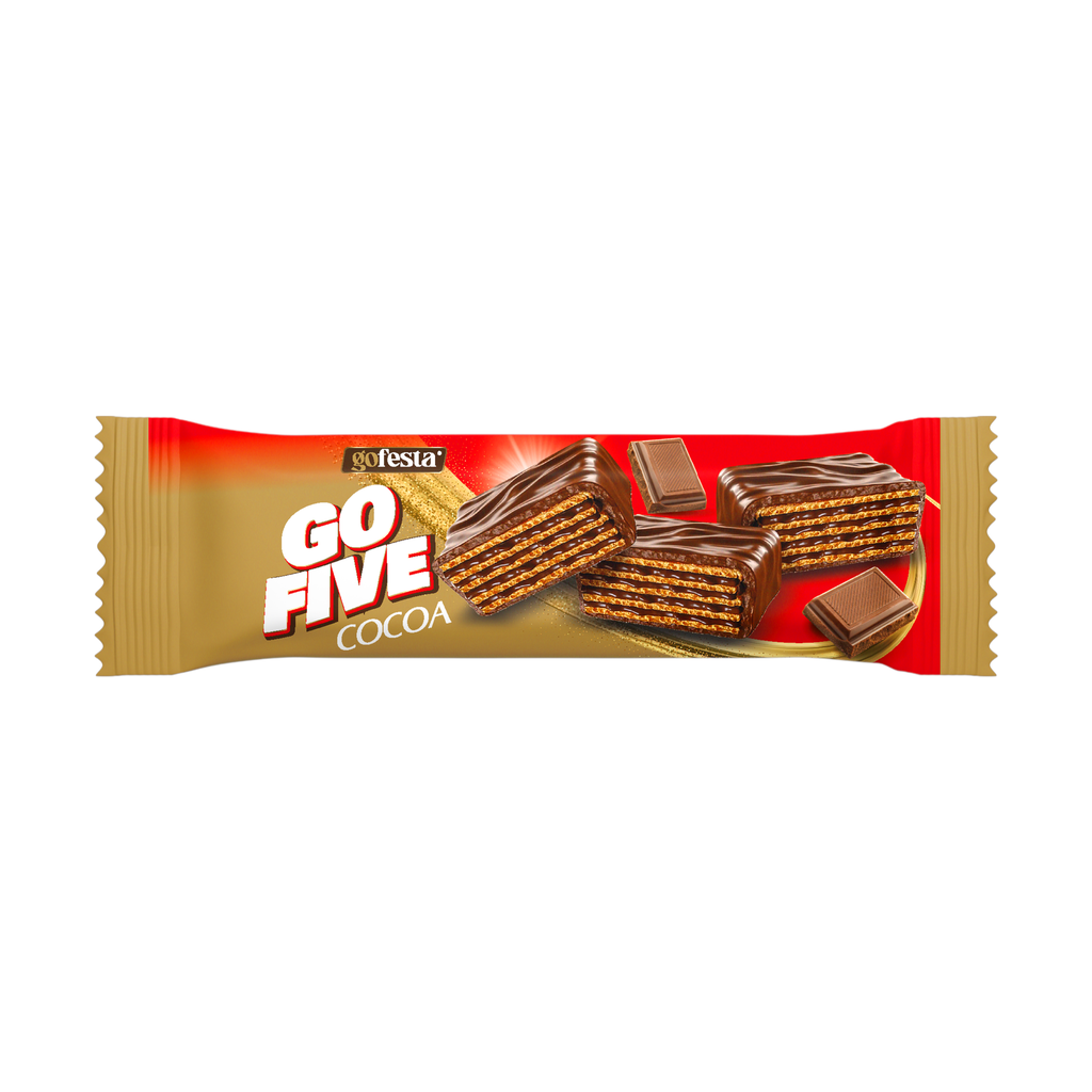 Go five  coated  wafer filled with cocoa  cream   40g -كريمة الكاكاو