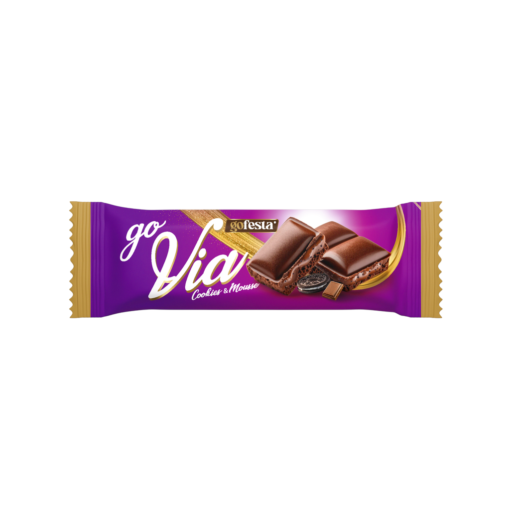 Go Via milk chocolate with mousse cream and dark biscuits 35g - كريمة حليب مع بسكويت داكن