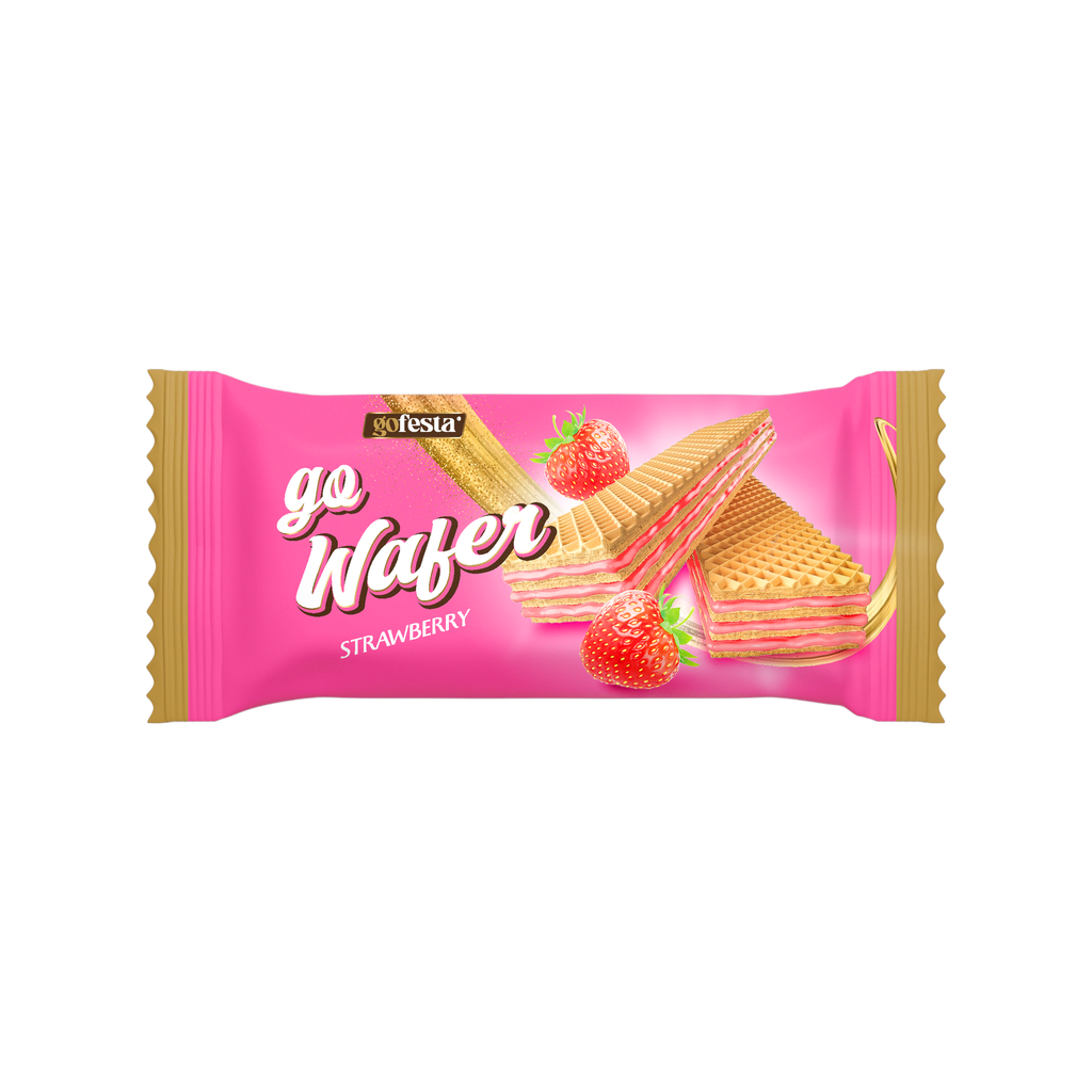 Go wafer filled with  strawberry cream  50g -وفير بكريمة الفريز   