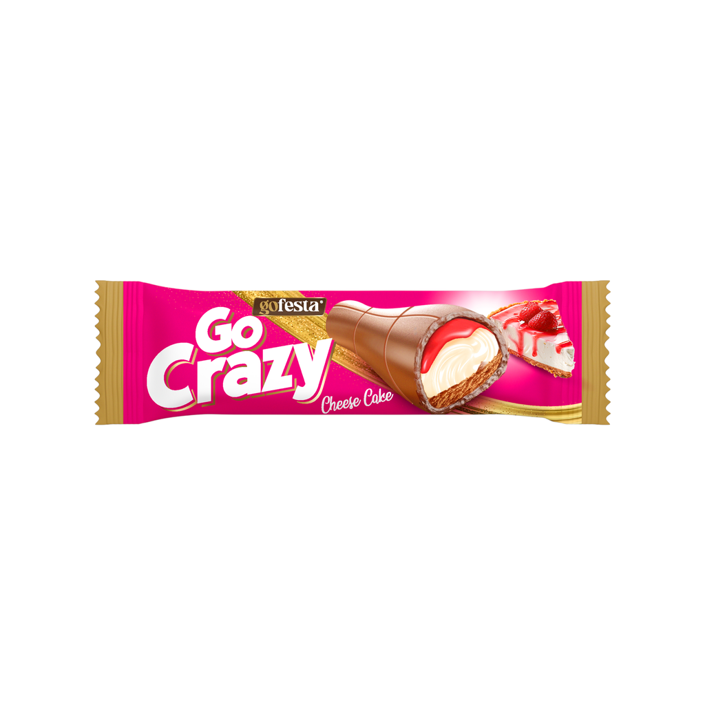 Go crazy milk chocolate filled with cheese cake and biscuit 35g